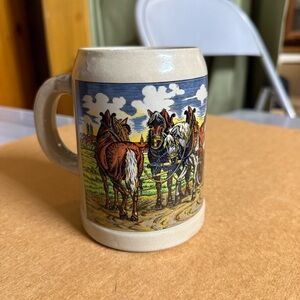 Vintage Horse Scene Ceramic stein Mug horse cup west Germany stein